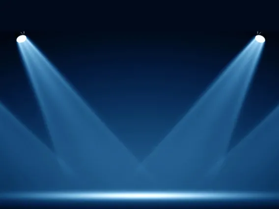 Vector illustration of spotlights shining down on a stage.