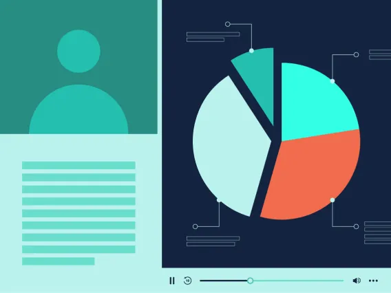 A pie chart with outline of persons head and body.