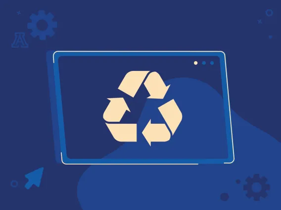 Illustration that represents the act to reduce, reuse, and recycle educational technology.