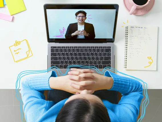 UArizona student watching weekly updates video from instructor.