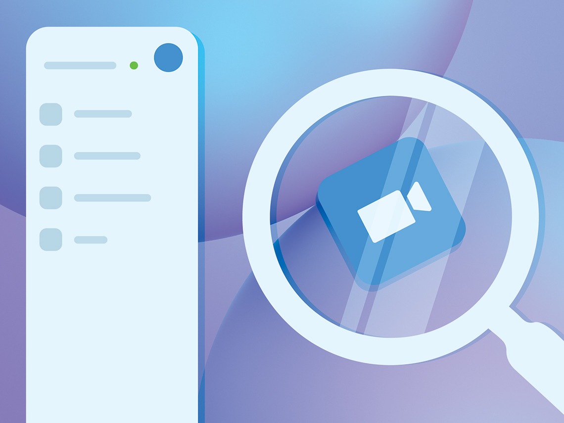 Illustration of an abstract representation of Zoom side menu with magnifying glass icon