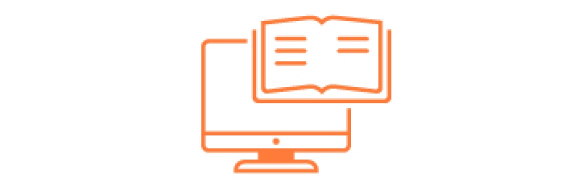 Computer and book representing digital literacy Icon