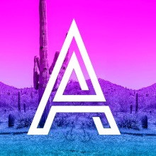 The Adobe Digital Learning Institute logo in the center of a Sonoran desert landscape