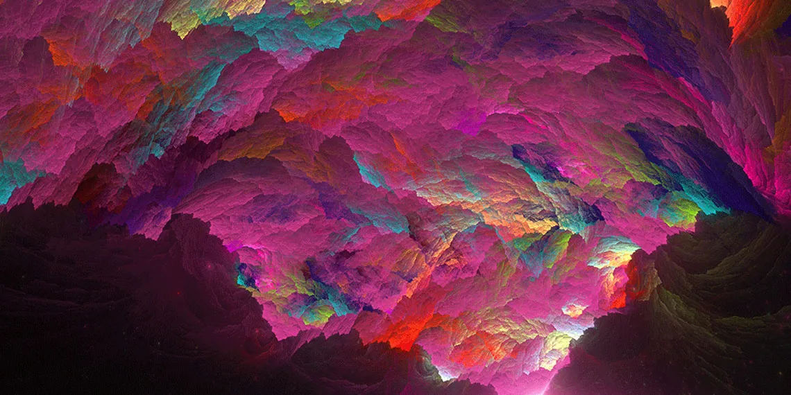 A foamy and colorful rainbow matter was created with a magic wand.
