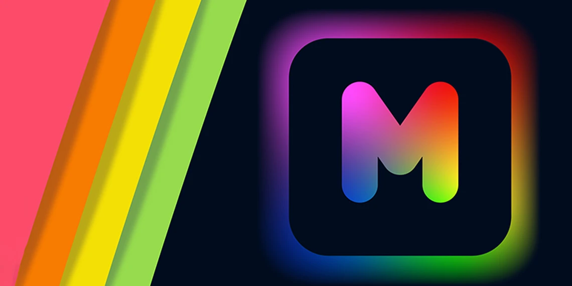 Digital illustration of a logo with the letter M. 