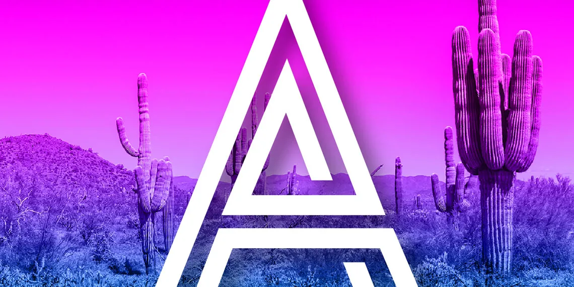 Gradient overlay on the Sonoran desert landscape with the Adobe Digital Learning Institute logo in the center.