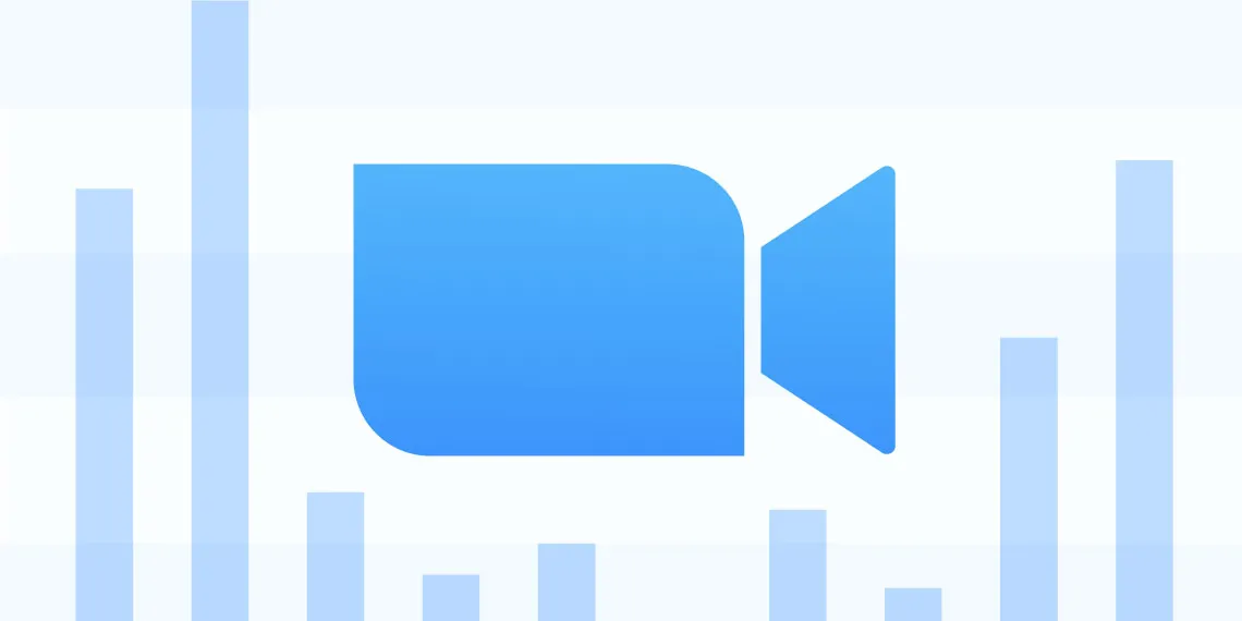 Illustration of an abstract data report with the Zoom's icon in the center.