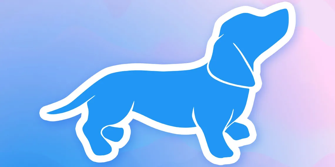 PlayPosit blue dog logo in front of a pink, blue, gradient background.