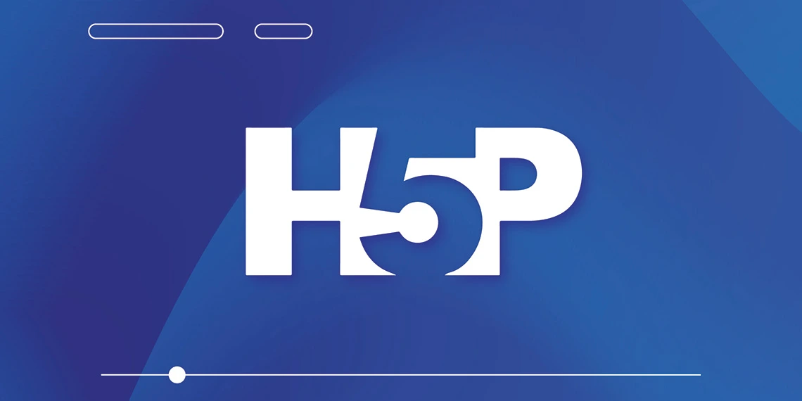 H5P logo in front of blue gradient background