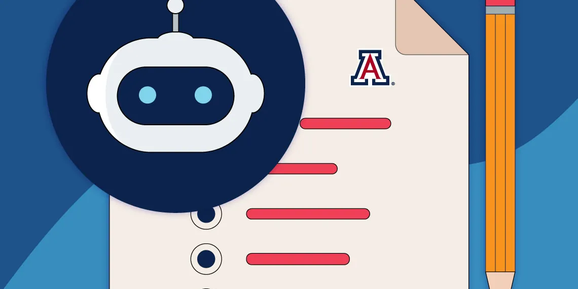 Illustration of an Assessment list and AI at UArizona.