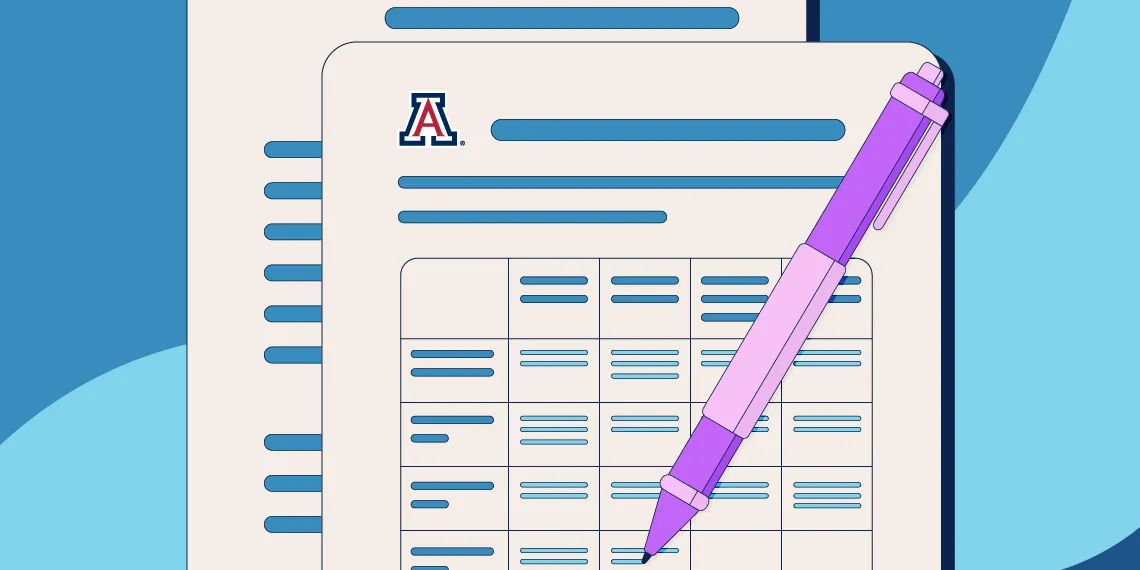 Illustration of creating UArizona course rubrics and syllabi statements.